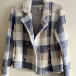 Rachel Zoe Soft & Cozy Plaid Double-Breasted Cardigan Blazer